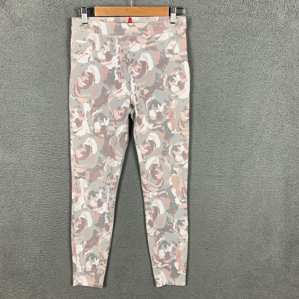 Spanx Jean-ish Ankle Leggings Medium Camo Pull On Skinny Pants Pink Gray White